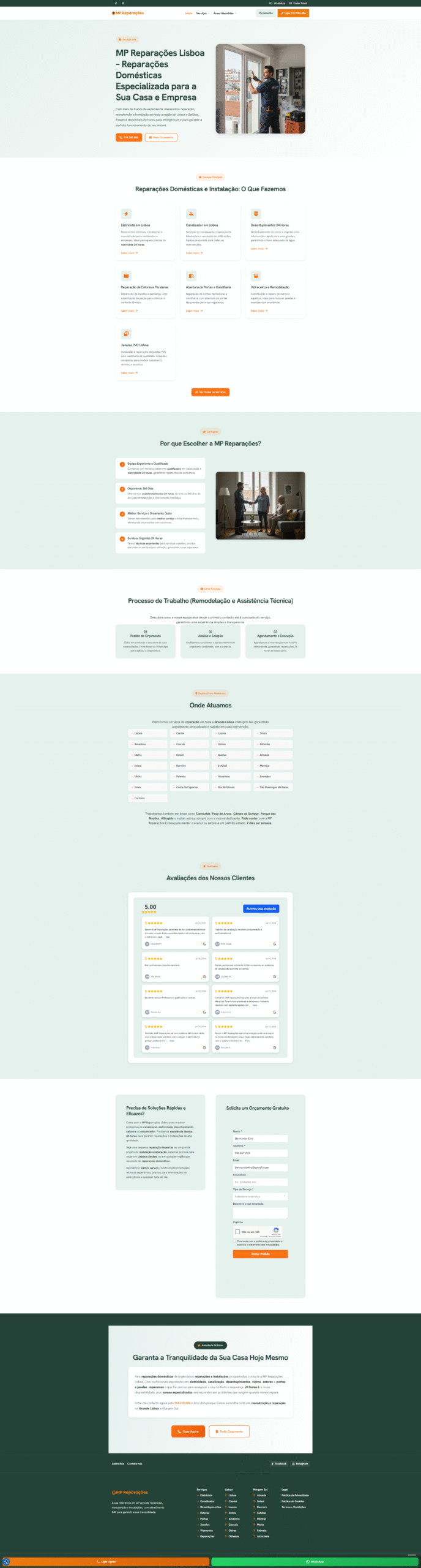 Website MP Reparações Lisboa
